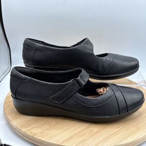 Clarks Artisan Black Leather Mary Jane Comfort Shoes Women’s US 9